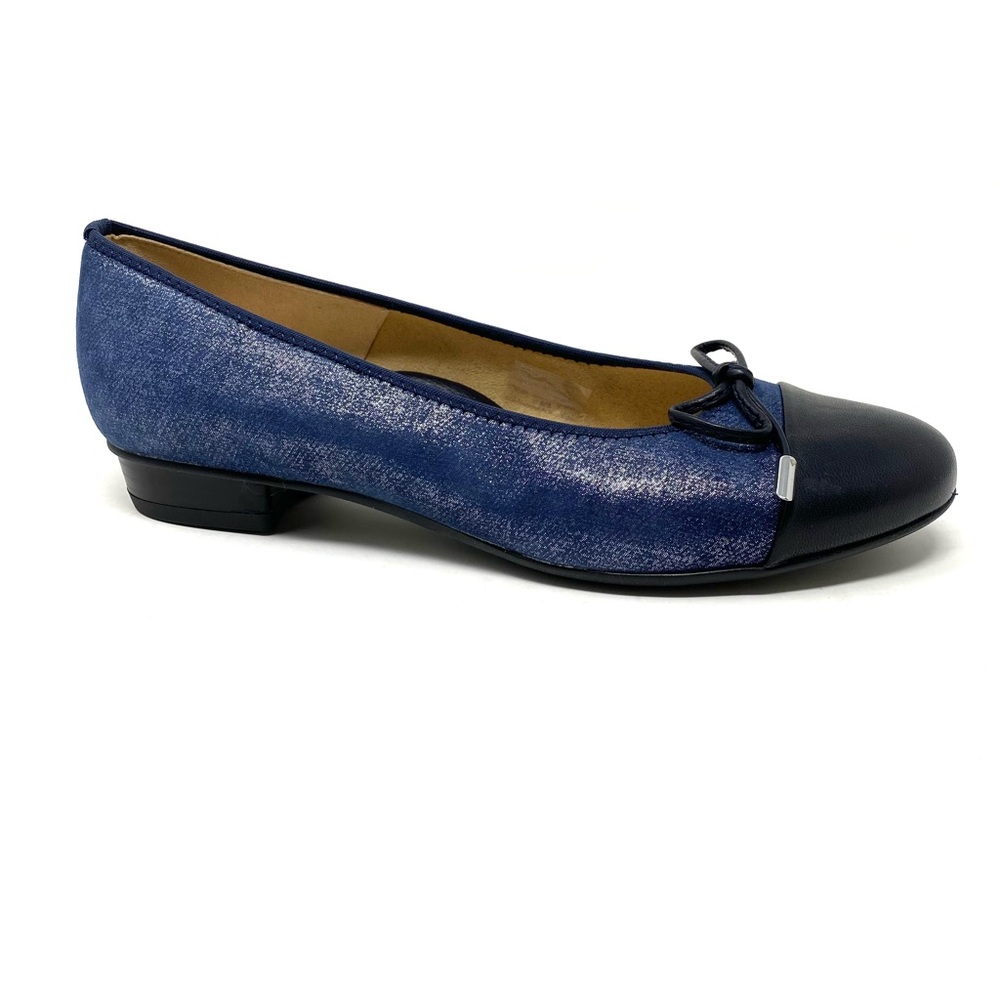 Ara Bari HS Suede Cap Toe Shimmering Ballet Flats UK4 US6.5 Blue Black